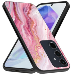 Samsung Galaxy A55 telefoonhoesje met roze marmer opdruk (3)
