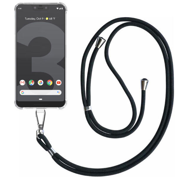 Google Pixel 3 XL transparant hoesje met afneembaar koord en stootrand 1