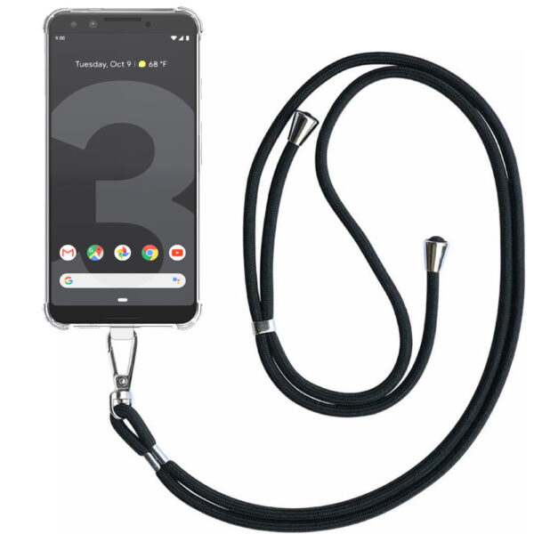 Google Pixel 3 transparant hoesje met afneembaar koord en stootrand 1