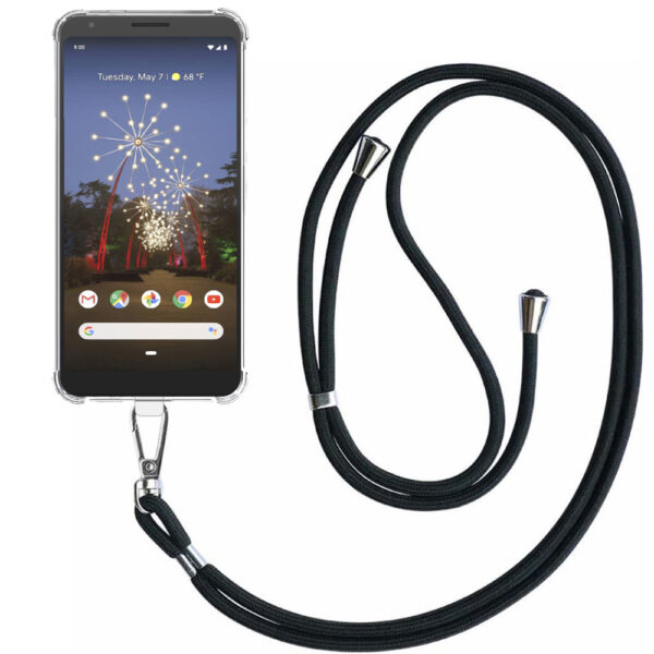 Google Pixel 3A transparant hoesje met afneembaar koord en stootrand 1