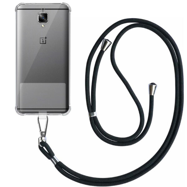 OnePlus 3 transparant hoesje met afneembaar koord en stootrand