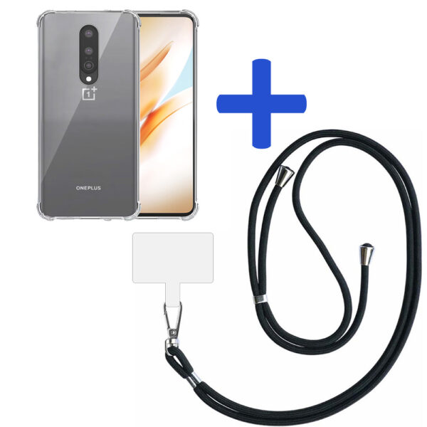 OnePlus 8 transparant hoesje met afneembaar koord en stootrand 2