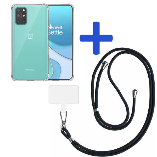 OnePlus 8T transparant hoesje met afneembaar koord en stootrand 2