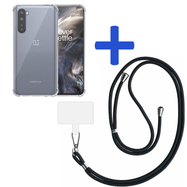 OnePlus Nord transparant hoesje met afneembaar koord en stootrand 2