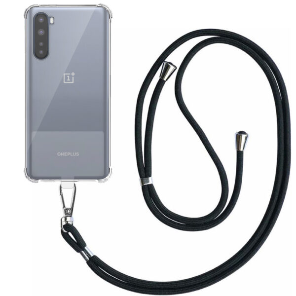 OnePlus Nord transparant hoesje met afneembaar koord en stootrand