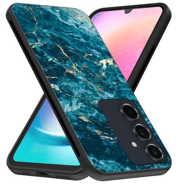 Samsung Galaxy A24 telefoonhoesje met blauw marmer opdruk (3)