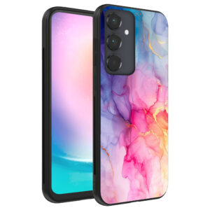 Samsung Galaxy A24 telefoonhoesje met regenboog marmer opdruk (1)