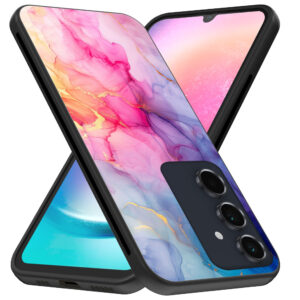 Samsung Galaxy A24 telefoonhoesje met regenboog marmer opdruk (3)