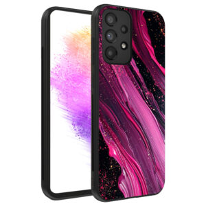 Samsung Galaxy A73 5G telefoonhoesje met paars roze marmer opdruk (1)