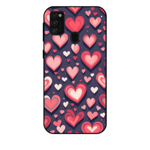 Samsung Galaxy M21 telefoonhoesje met hartjes opdruk