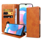 Samsung Galaxy A30s leren hoesje met pasjeshouder en magnetische sluiting met lipje bruin