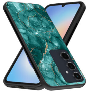 Samsung Galaxy A34 5G telefoonhoesje met groen marmer opdruk (3)