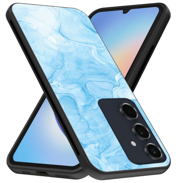 Samsung Galaxy A34 5G telefoonhoesje met lichtblauw marmer opdruk (3)