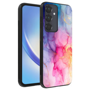 Samsung Galaxy A34 5G telefoonhoesje met regenboog marmer opdruk (1)