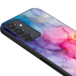 Samsung Galaxy A34 5G telefoonhoesje met regenboog marmer opdruk (2)