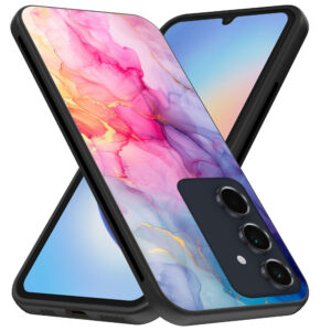Samsung Galaxy A34 5G telefoonhoesje met regenboog marmer opdruk (3)