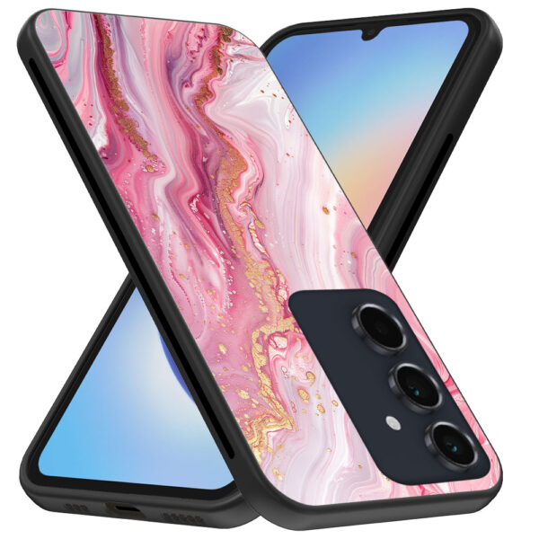 Samsung Galaxy A34 5G telefoonhoesje met roze marmer opdruk (3)