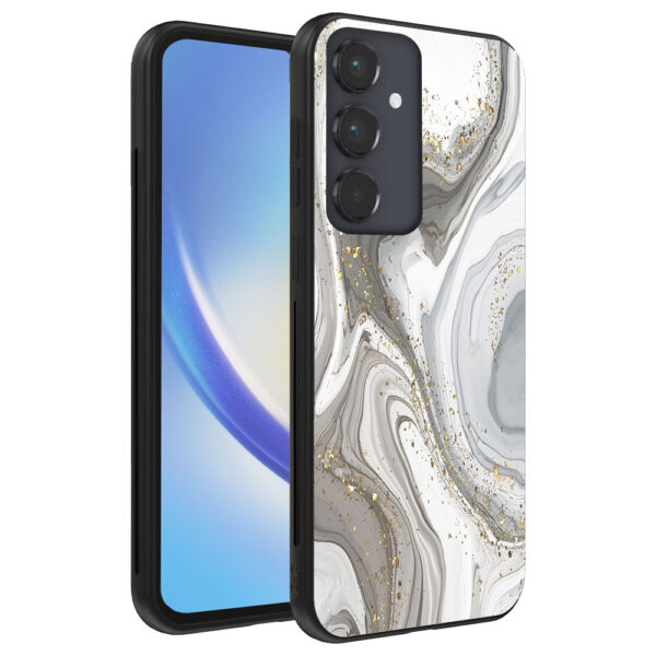 Samsung Galaxy A34 5G telefoonhoesje met zilver marmer opdruk (1)