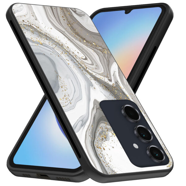 Samsung Galaxy A34 5G telefoonhoesje met zilver marmer opdruk (3)