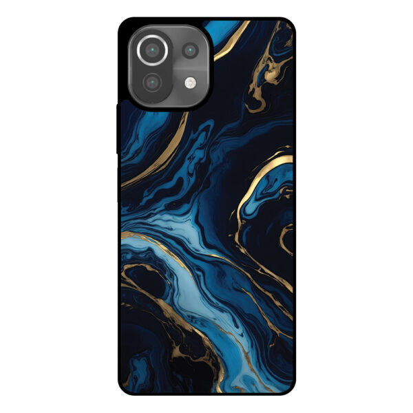 Telefoonhoesje Xiaomi 11 Lite met blauw goud marmer opdruk