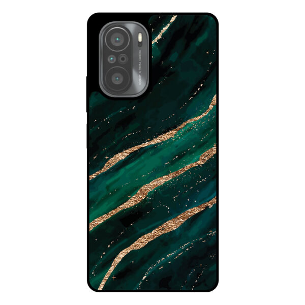 Telefoonhoesje Xiaomi Mi 11i groen goud marmer opdruk