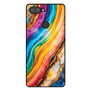 Telefoonhoesje Xiaomi Mi 8 Lite regenboog rood marmer opdruk