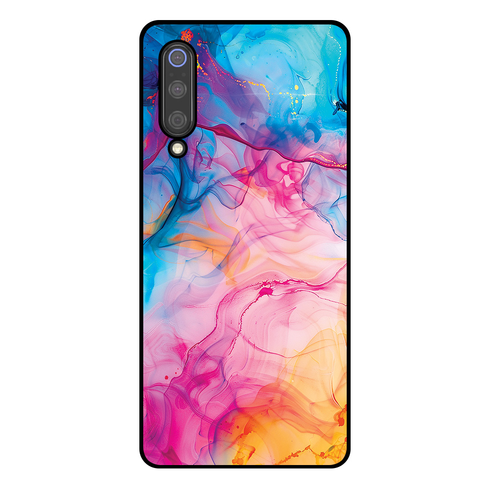 Telefoonhoesje Xiaomi Mi 9 regenboog acryl marmer opdruk