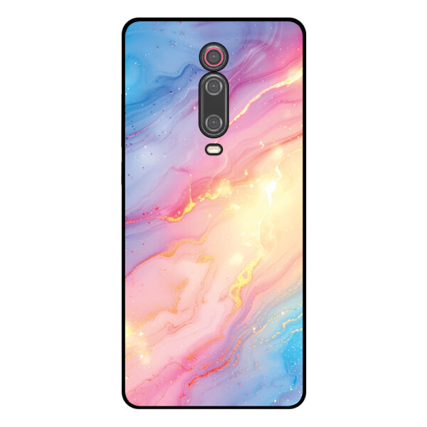 Telefoonhoesje Xiaomi Mi 9T regenboog glitter marmer opdruk