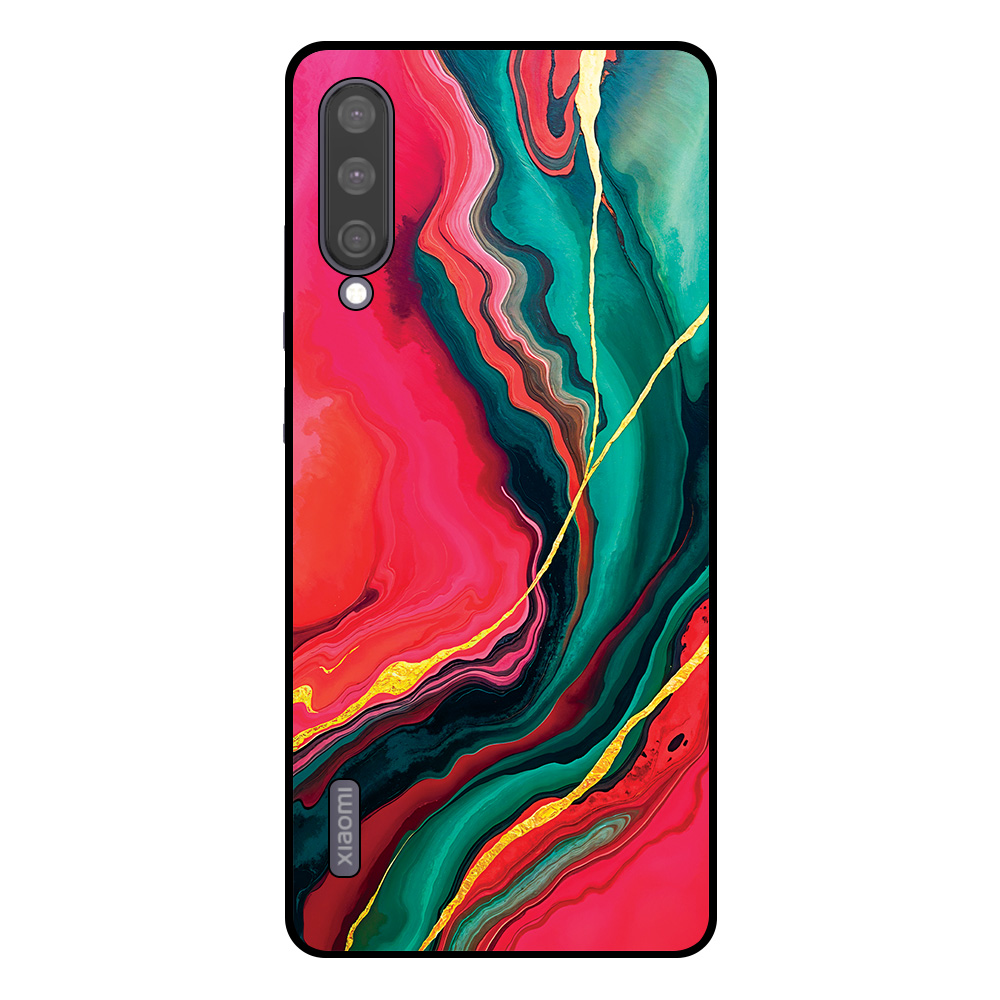 Telefoonhoesje Xiaomi Mi A3 rood groen marmer opdruk