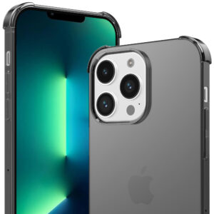iPhone 13 Pro Max siliconen telefoonhoesje met stootrand transparant zwart (2)