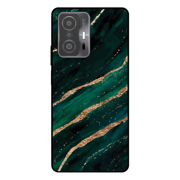 telefoonhoesje Xiaomi 11T-11T Pro groen goud marmer opdruk