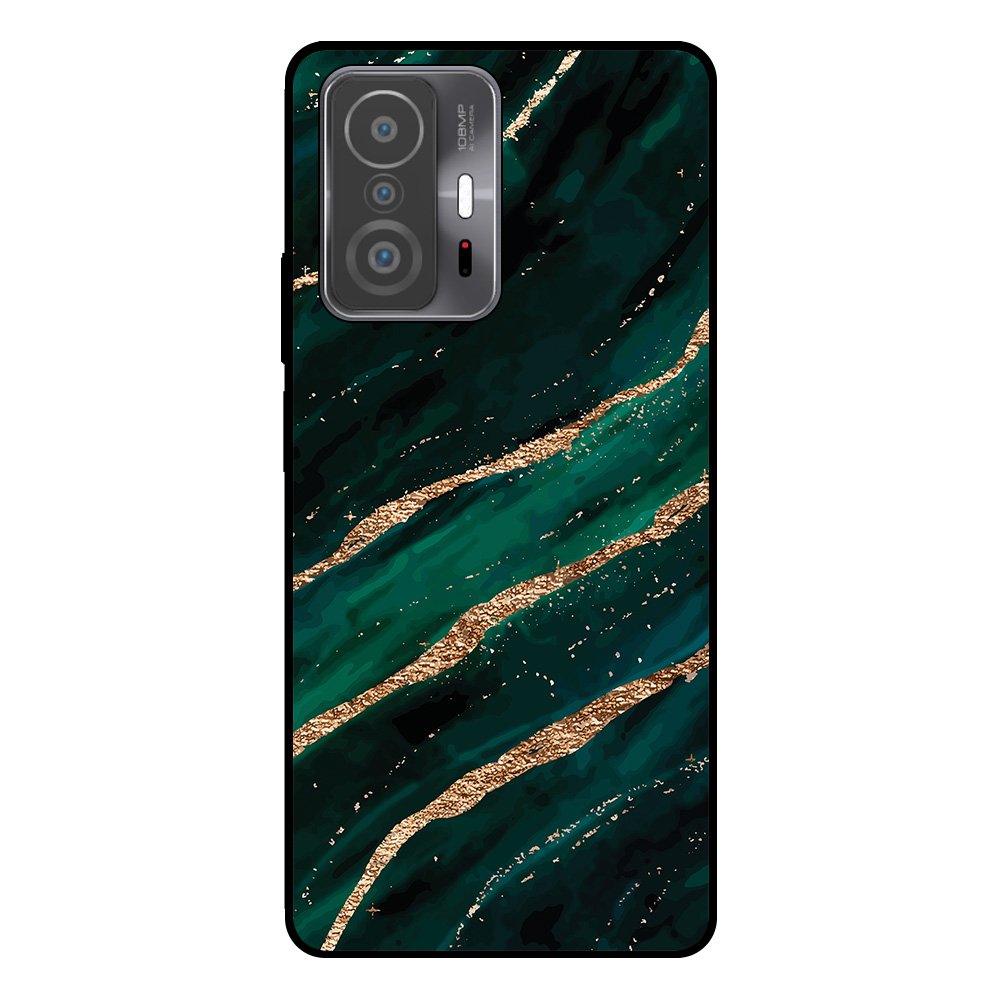 telefoonhoesje Xiaomi 11T-11T Pro groen goud marmer opdruk