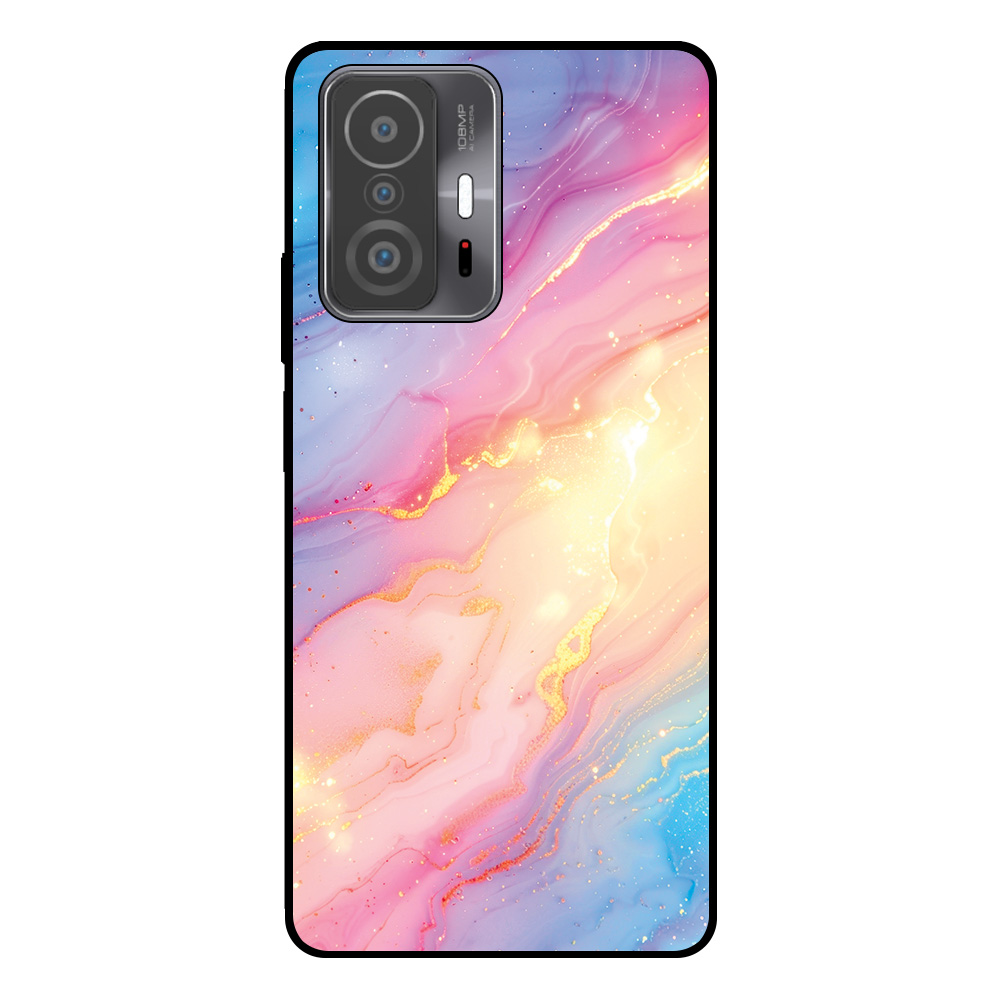 telefoonhoesje Xiaomi 11T-11T Pro regenboog glitter marmer opdruk