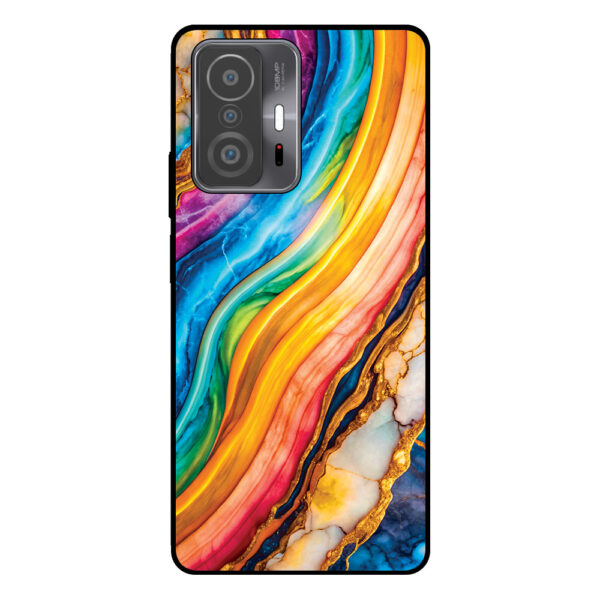 telefoonhoesje Xiaomi 11T-11T Pro regenboog goud marmer opdruk