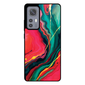 telefoonhoesje Xiaomi 12 rood groen marmer opdruk
