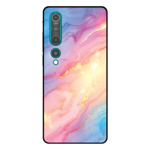 telefoonhoesje Xiaomi Mi 10 - 10 Pro regenboog glitter marmer opdruk