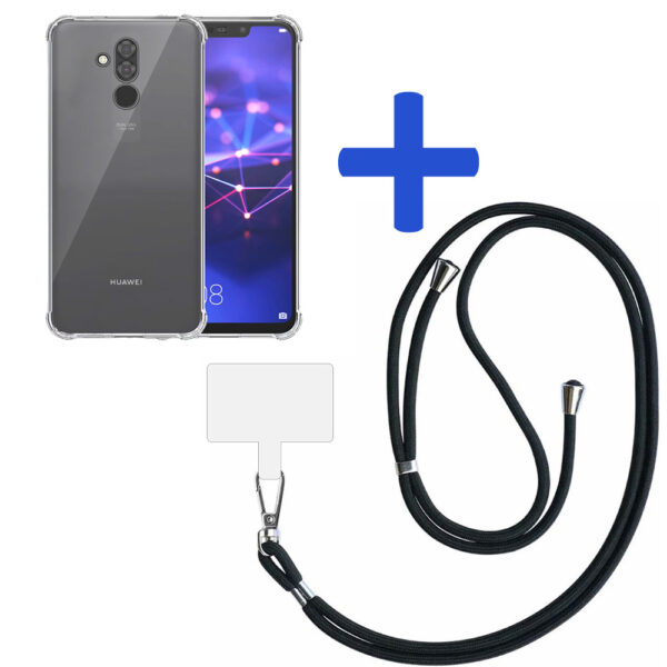 Huawei Mate 20 Lite transparant hoesje met afneembaar koord en stootrand 2