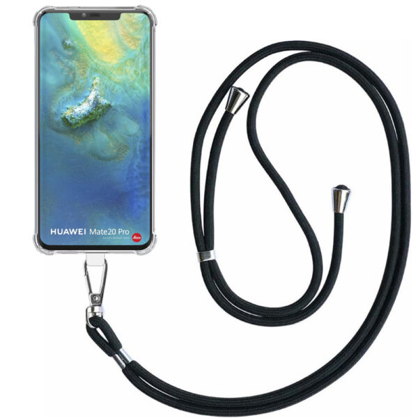 Huawei Mate 20 Pro transparant hoesje met afneembaar koord en stootrand 1
