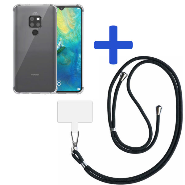 Huawei Mate 20 transparant hoesje met afneembaar koord en stootrand 2
