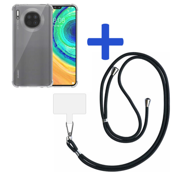 Huawei Mate 30 transparant hoesje met afneembaar koord en stootrand 2