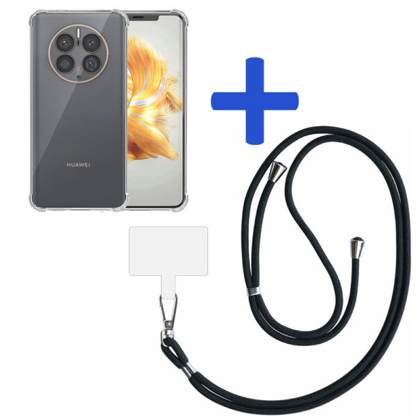 Huawei Mate 50 Pro transparant hoesje met afneembaar koord en stootrand 2