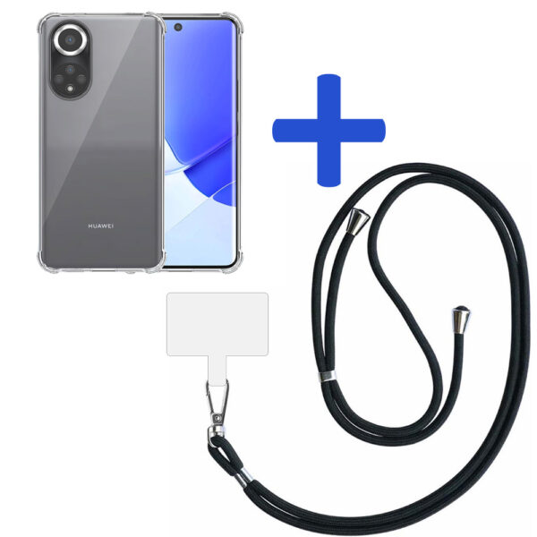 Huawei Nova 9 transparant hoesje met afneembaar koord en stootrand 2