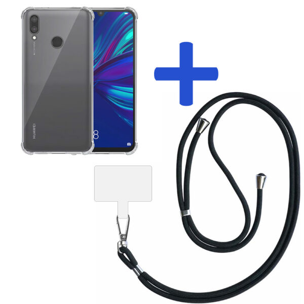 Huawei P Smart 2019 transparant hoesje met afneembaar koord en stootrand 2