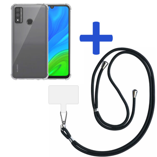 Huawei P Smart 2020 transparant hoesje met afneembaar koord en stootrand 2