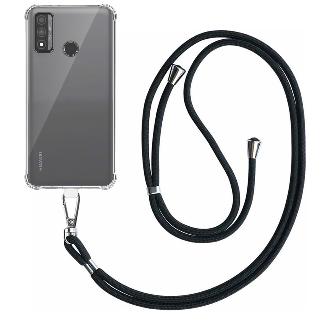 Huawei P Smart 2020 transparant hoesje met afneembaar koord en stootrand