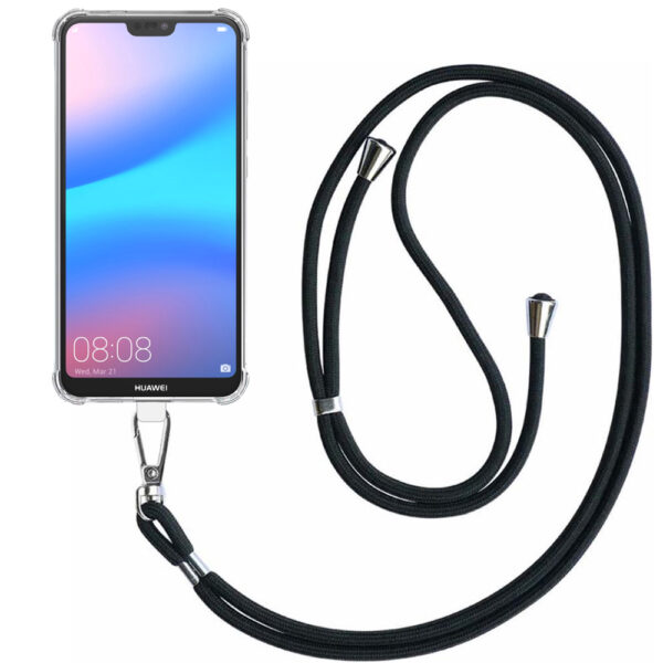 Huawei P20 Lite transparant hoesje met afneembaar koord en stootrand 1
