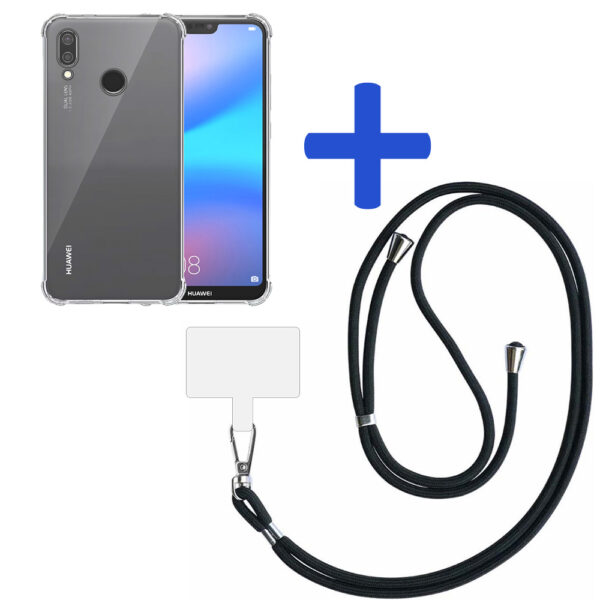 Huawei P20 Lite transparant hoesje met afneembaar koord en stootrand 2