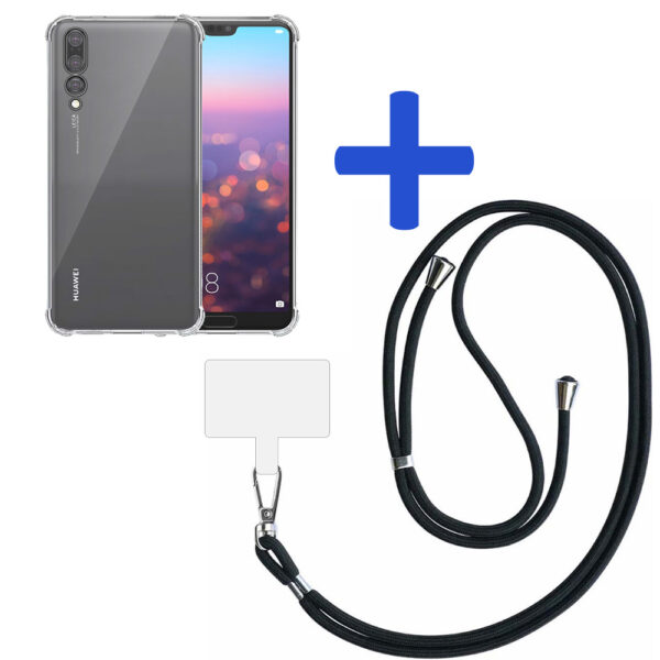 Huawei P20 Pro transparant hoesje met afneembaar koord en stootrand 2