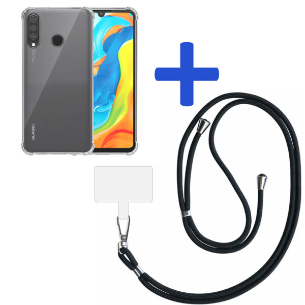 Huawei P30 Lite - Nova 4E transparant hoesje met afneembaar koord en stootrand 2