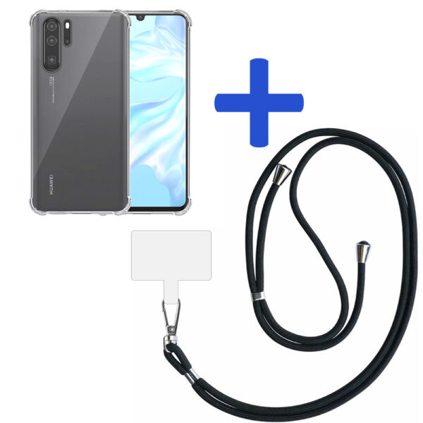 Huawei P30 Pro transparant hoesje met afneembaar koord en stootrand 2
